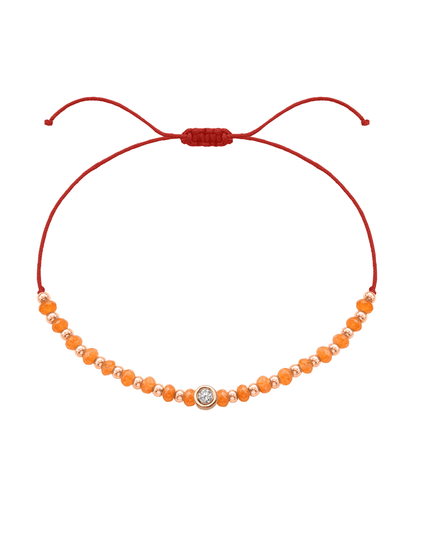 Citrine Gemstone String of Love Bracelet for Abundance - 14K Rose Gold Bracelets 14K Solid Gold Red Medium: 0.04ct 