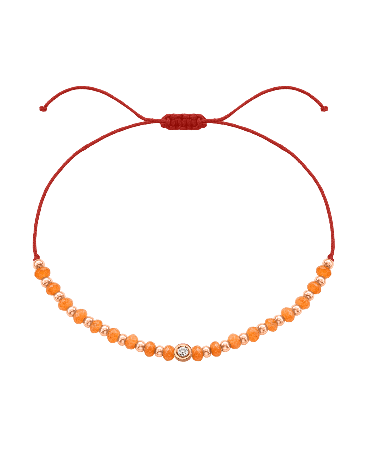 Citrine Gemstone String of Love Bracelet for Abundance - 14K Rose Gold Bracelets 14K Solid Gold Red Small: 0.03ct 
