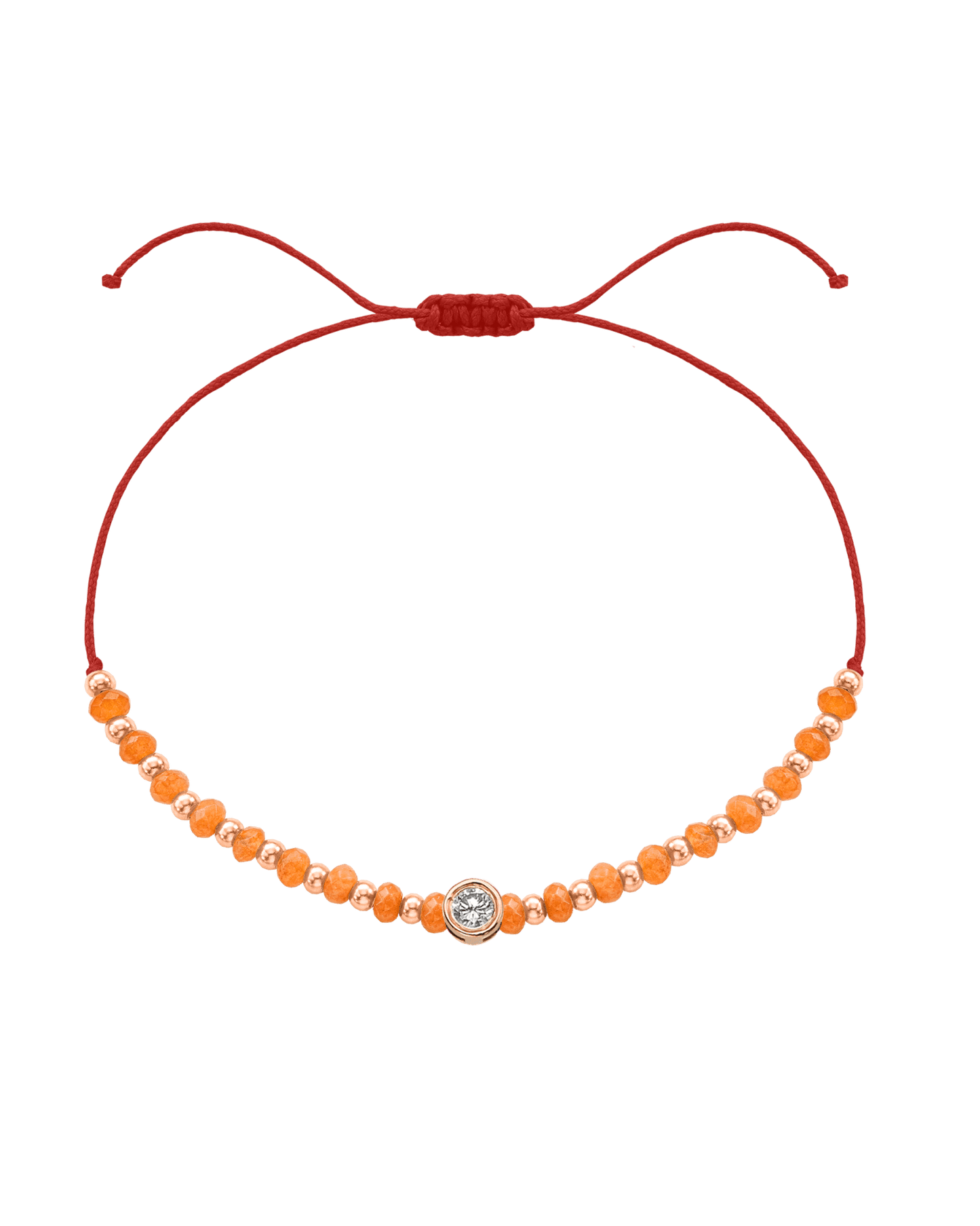 Citrine Gemstone String of Love Bracelet for Abundance - 14K Rose Gold Bracelets 14K Solid Gold Red Large: 0.1ct 