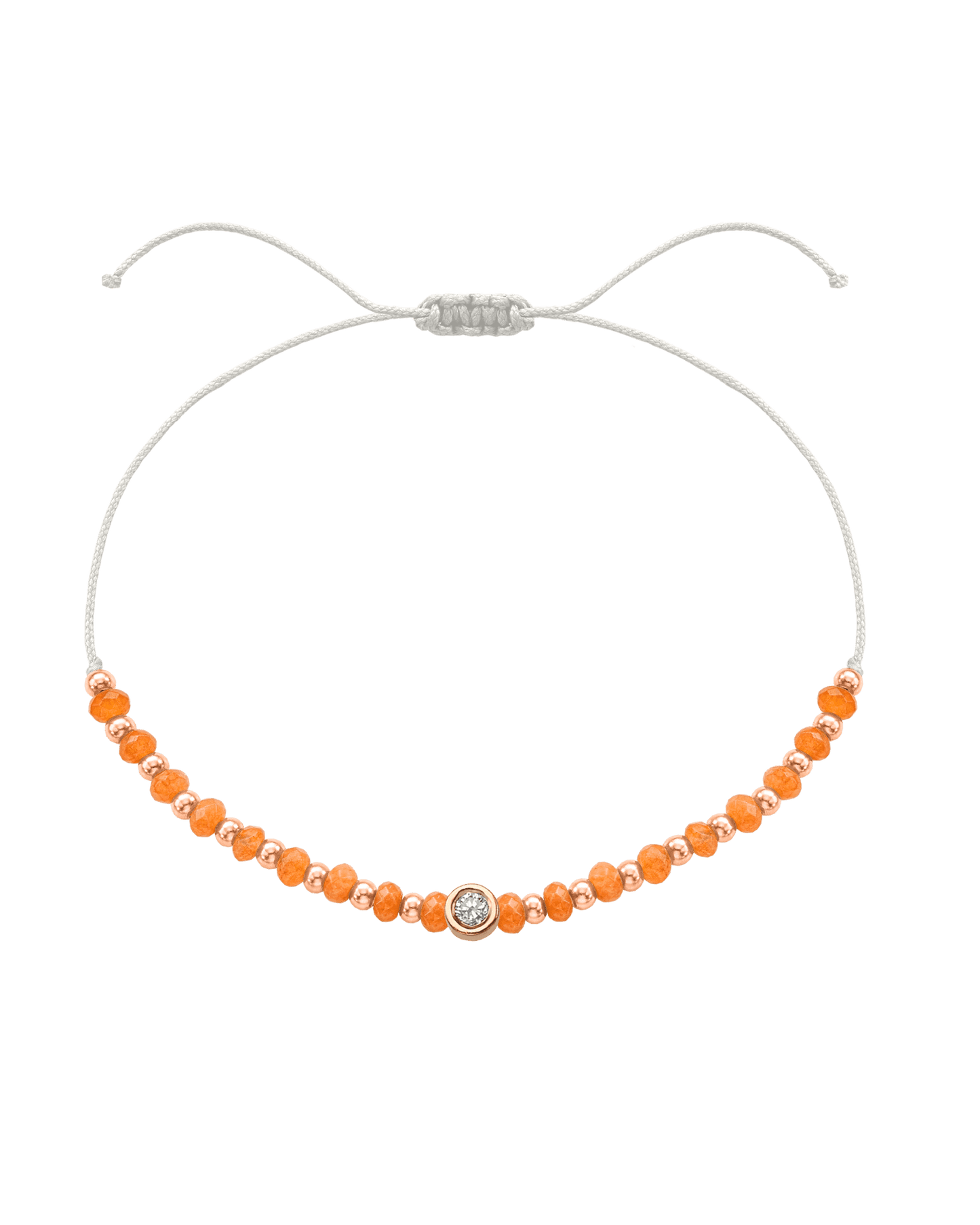 Citrine Gemstone String of Love Bracelet for Abundance - 14K Rose Gold Bracelets 14K Solid Gold Pearl Medium: 0.04ct 