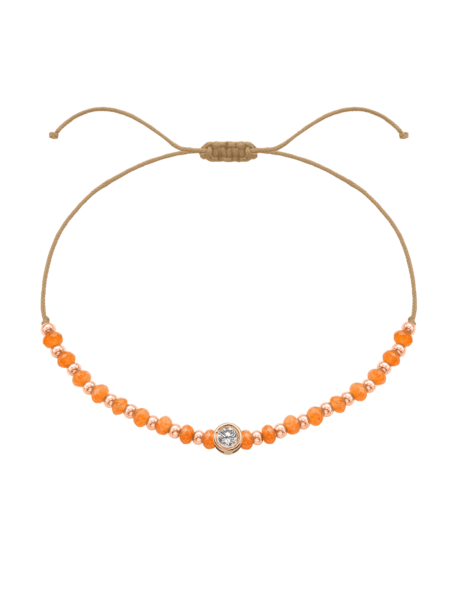 Citrine Gemstone String of Love Bracelet for Abundance - 14K Rose Gold Bracelets 14K Solid Gold Camel Medium: 0.04ct 
