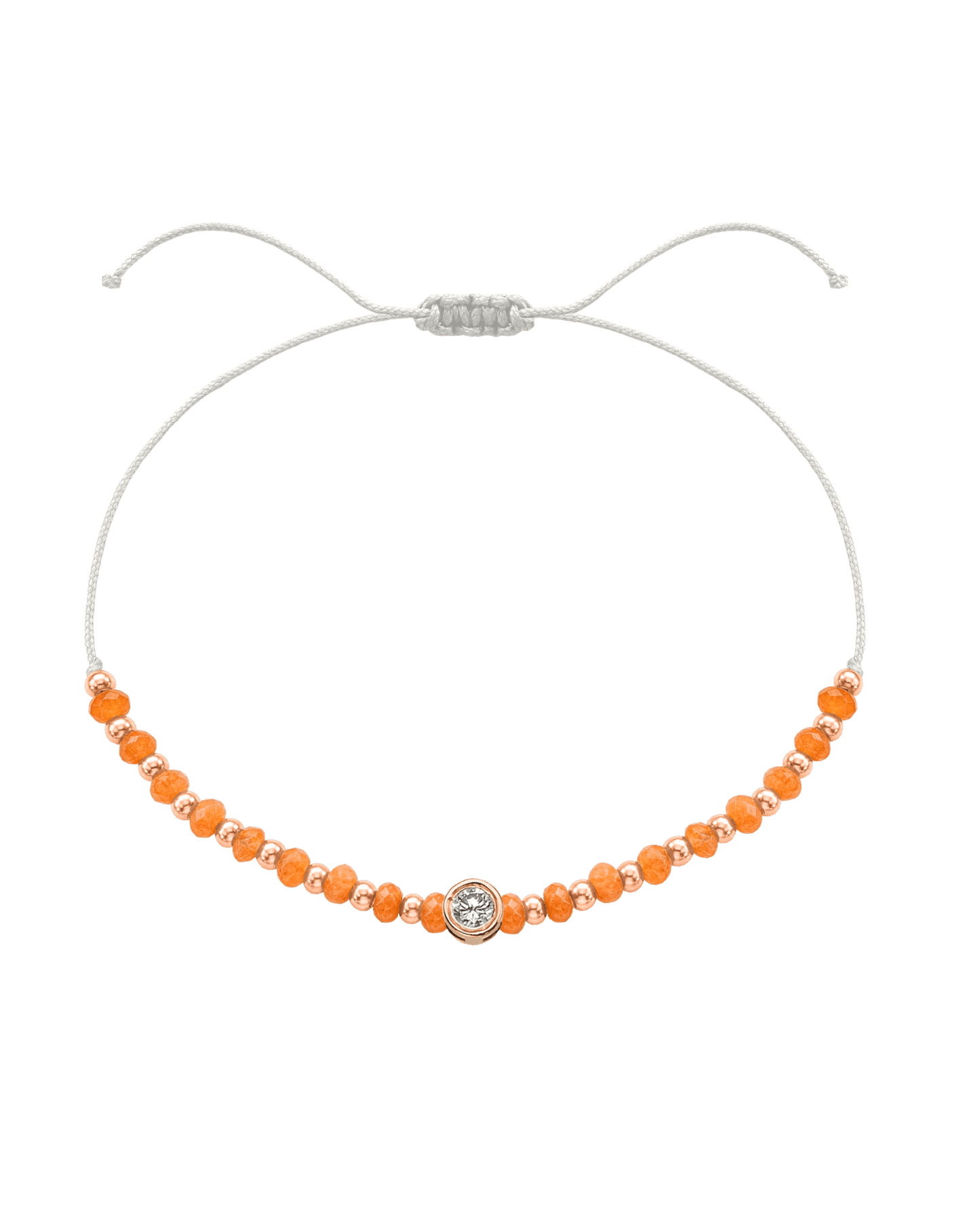 Citrine Gemstone String of Love Bracelet for Abundance - 14K Rose Gold Bracelets 14K Solid Gold Pearl Large: 0.1ct 