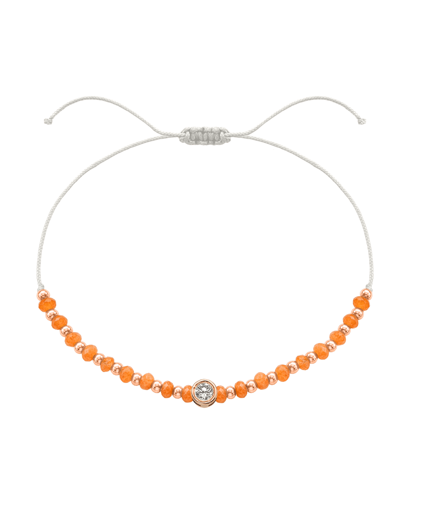 Citrine Gemstone String of Love Bracelet for Abundance - 14K Rose Gold Bracelets 14K Solid Gold Pearl Large: 0.1ct 