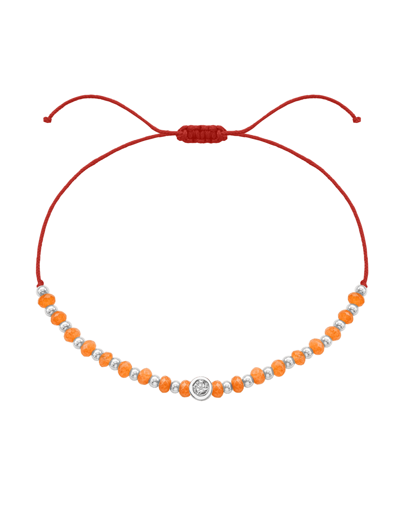 Citrine Gemstone String of Love Bracelet for Abundance - 14K White Gold Bracelets 14K Solid Gold Red Medium: 0.04ct 