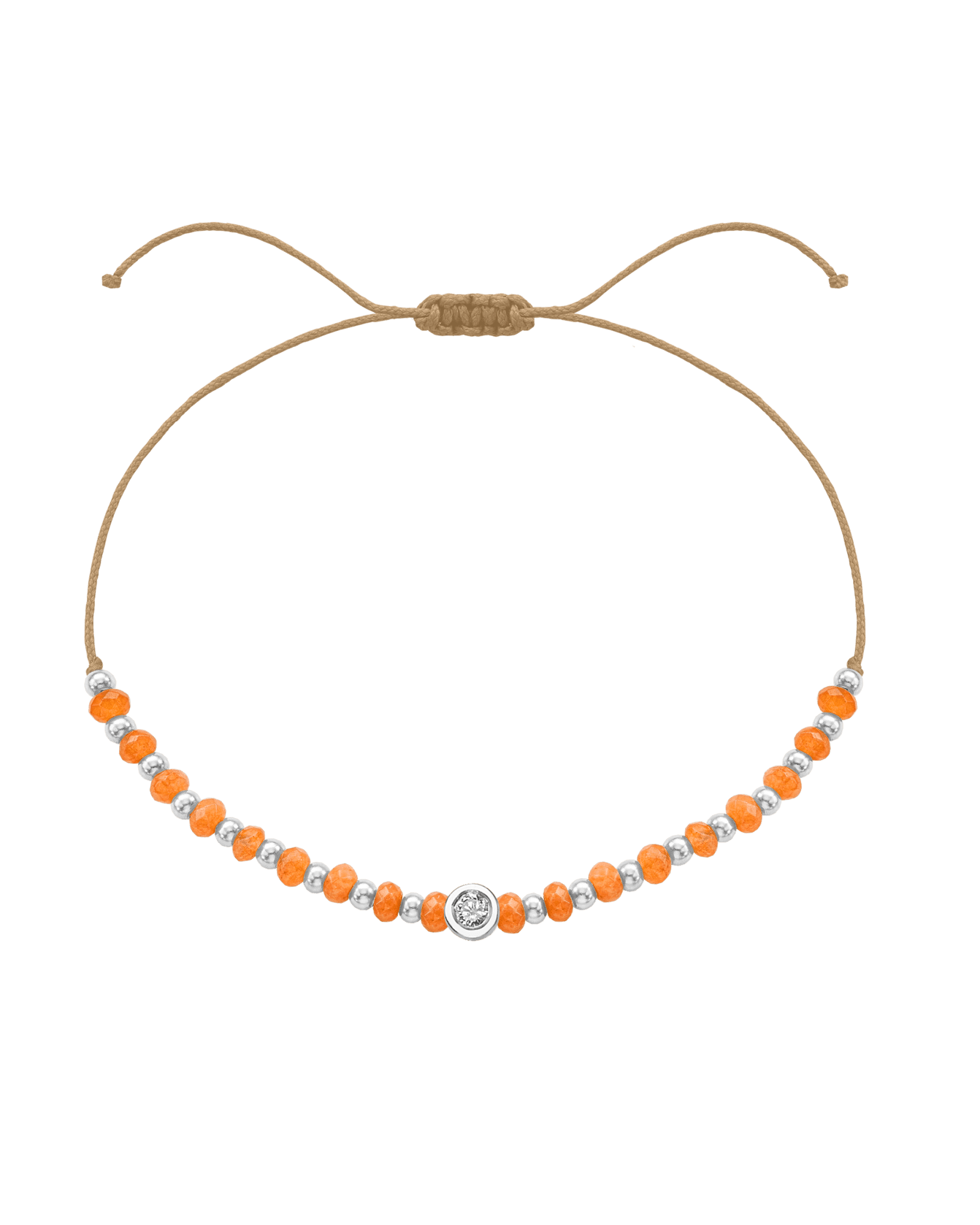 Citrine Gemstone String of Love Bracelet for Abundance - 14K White Gold Bracelets 14K Solid Gold Camel Medium: 0.04ct 