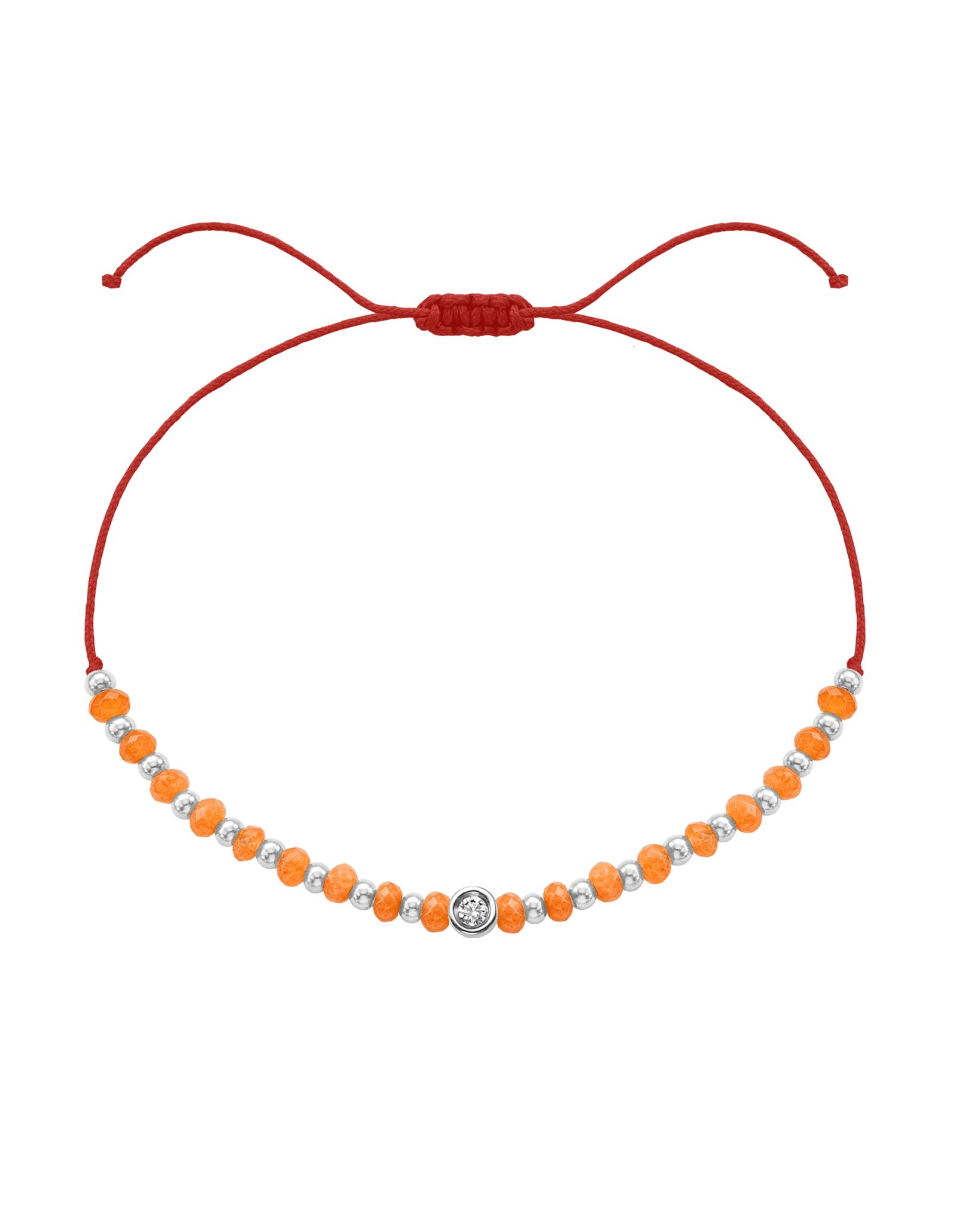 Citrine Gemstone String of Love Bracelet for Abundance - 14K White Gold Bracelets 14K Solid Gold Red Small: 0.03ct 