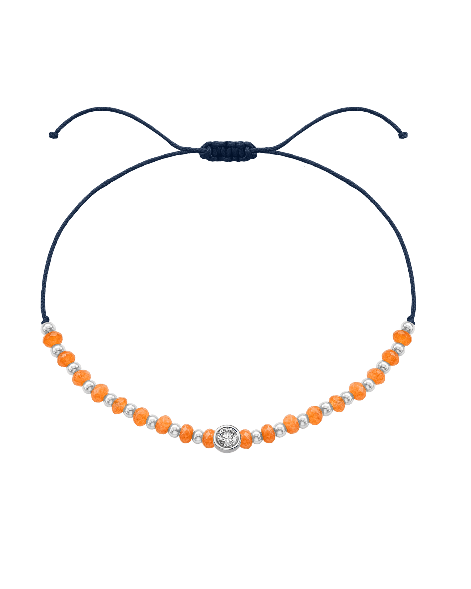 Citrine Gemstone String of Love Bracelet for Abundance - 14K White Gold Bracelets 14K Solid Gold Navy Blue Large: 0.1ct 