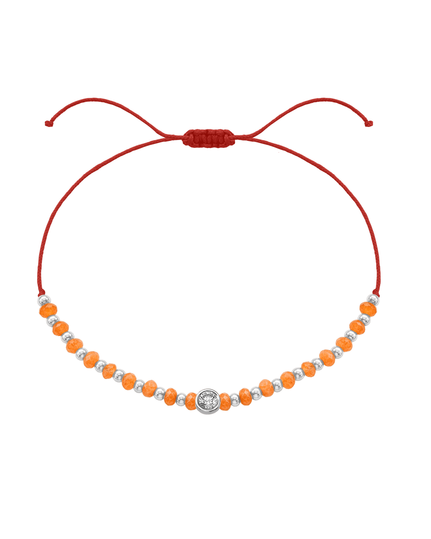 Citrine Gemstone String of Love Bracelet for Abundance - 14K White Gold Bracelets 14K Solid Gold Red Large: 0.1ct 