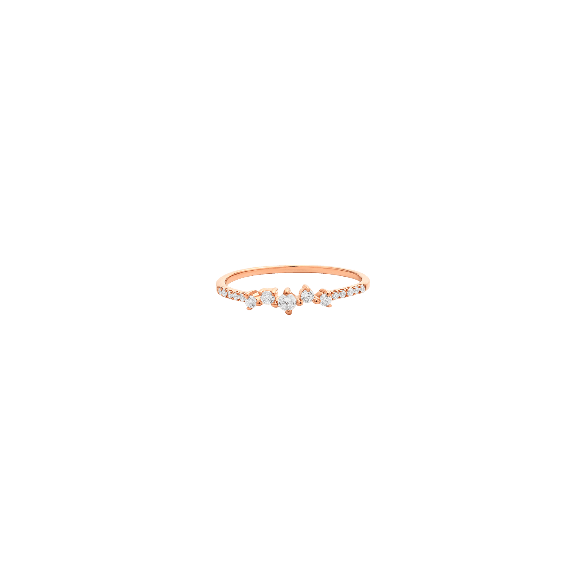 Cluster Diamond Ring - 14K Rose Gold Rings 14K Solid Gold US 4 