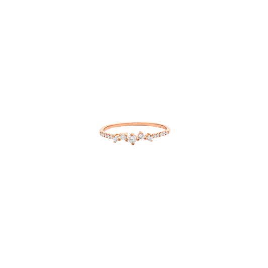 Cluster Diamond Ring - 14K Rose Gold Rings 14K Solid Gold US 4 