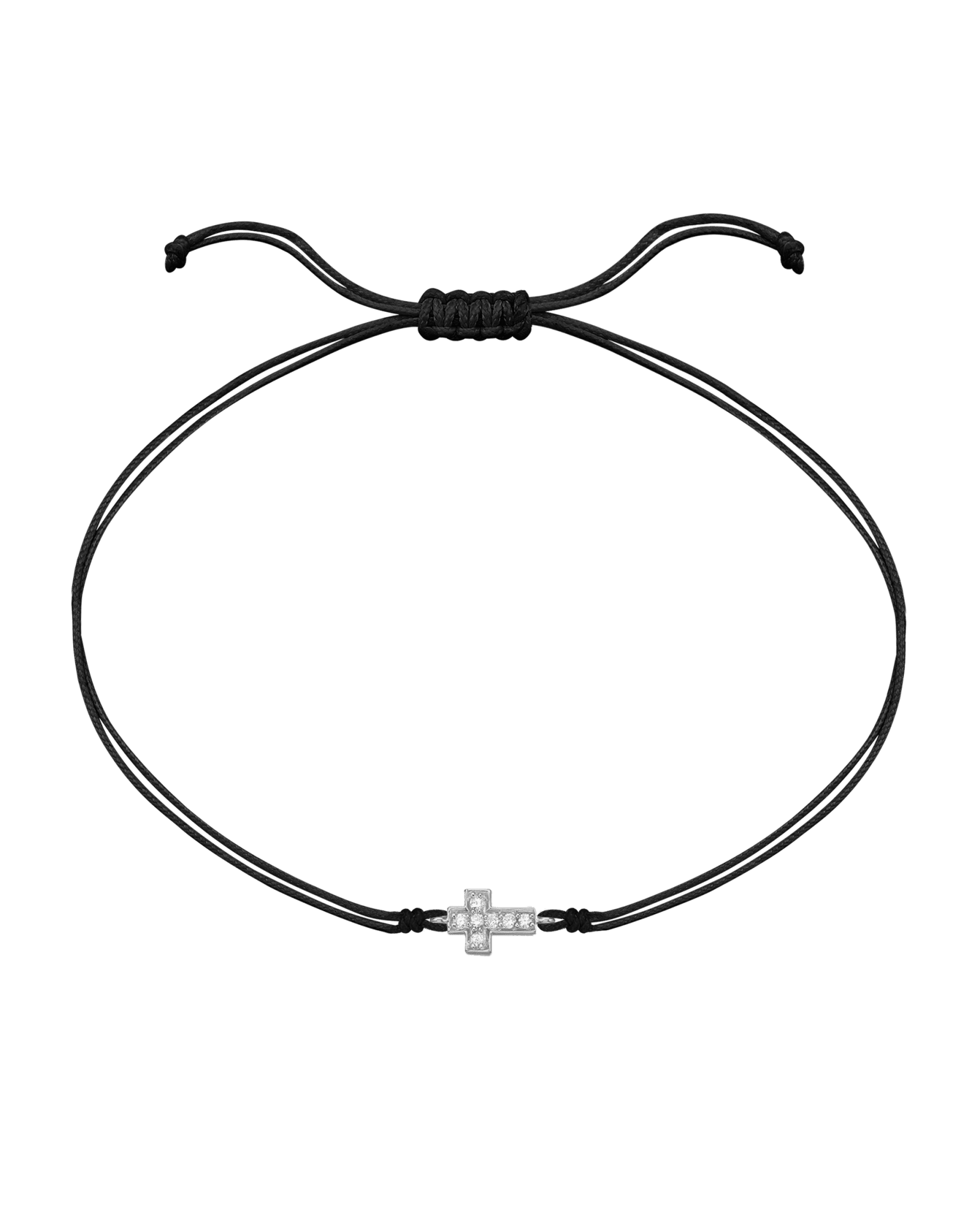 Cross Diamond String Of Love - 14K White Gold Bracelets 14K Solid Gold Black 