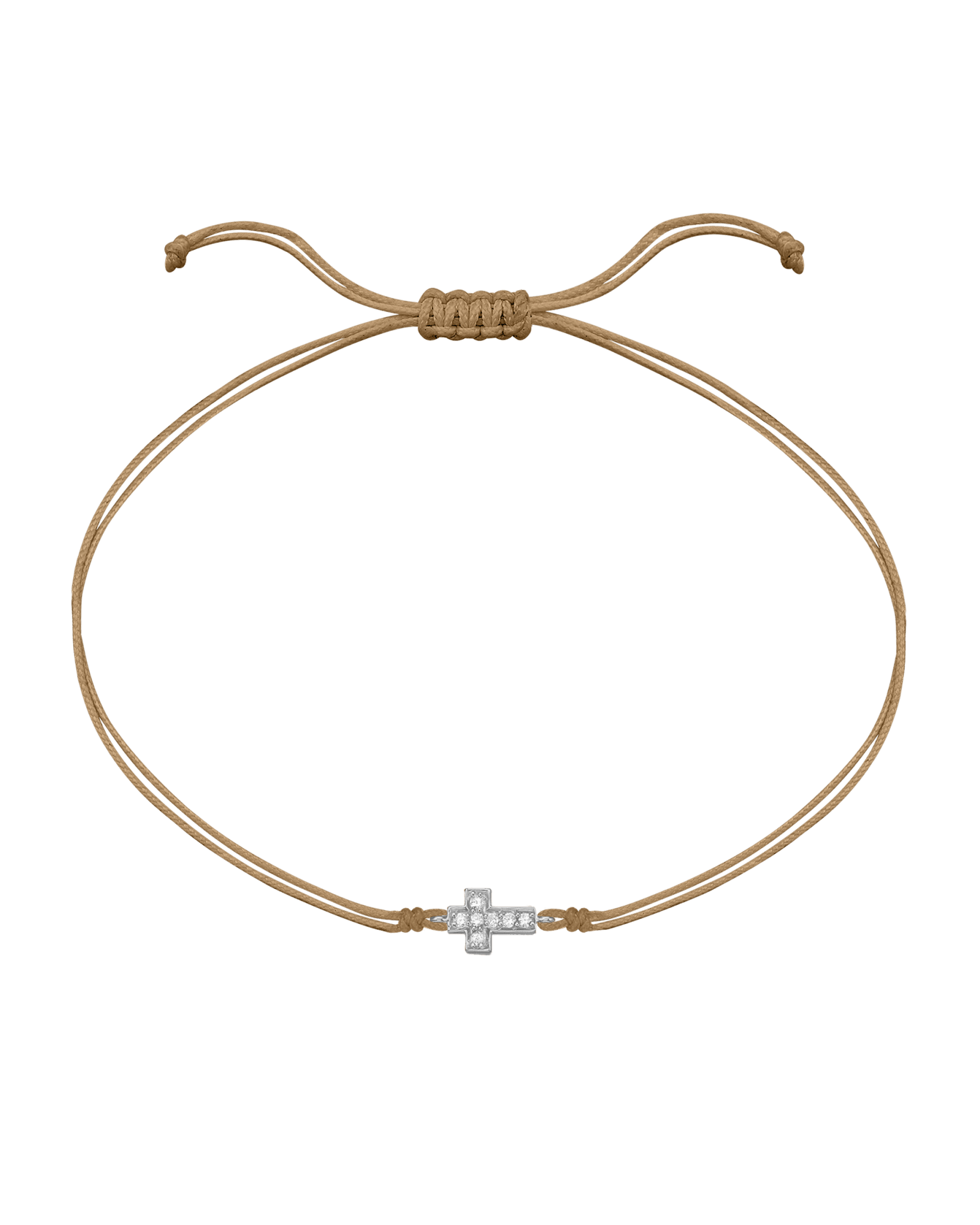 Cross Diamond String Of Love - 14K White Gold Bracelets 14K Solid Gold Camel 