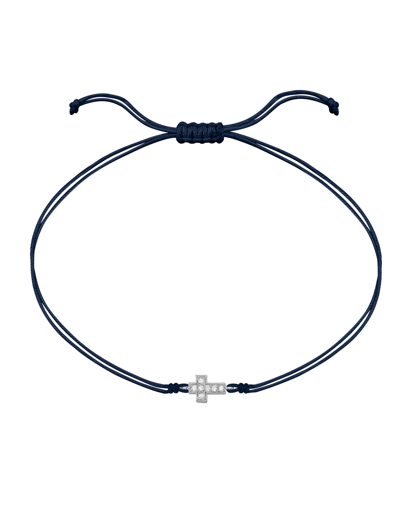Cross Diamond String Of Love - 14K White Gold Bracelets 14K Solid Gold Navy Blue 
