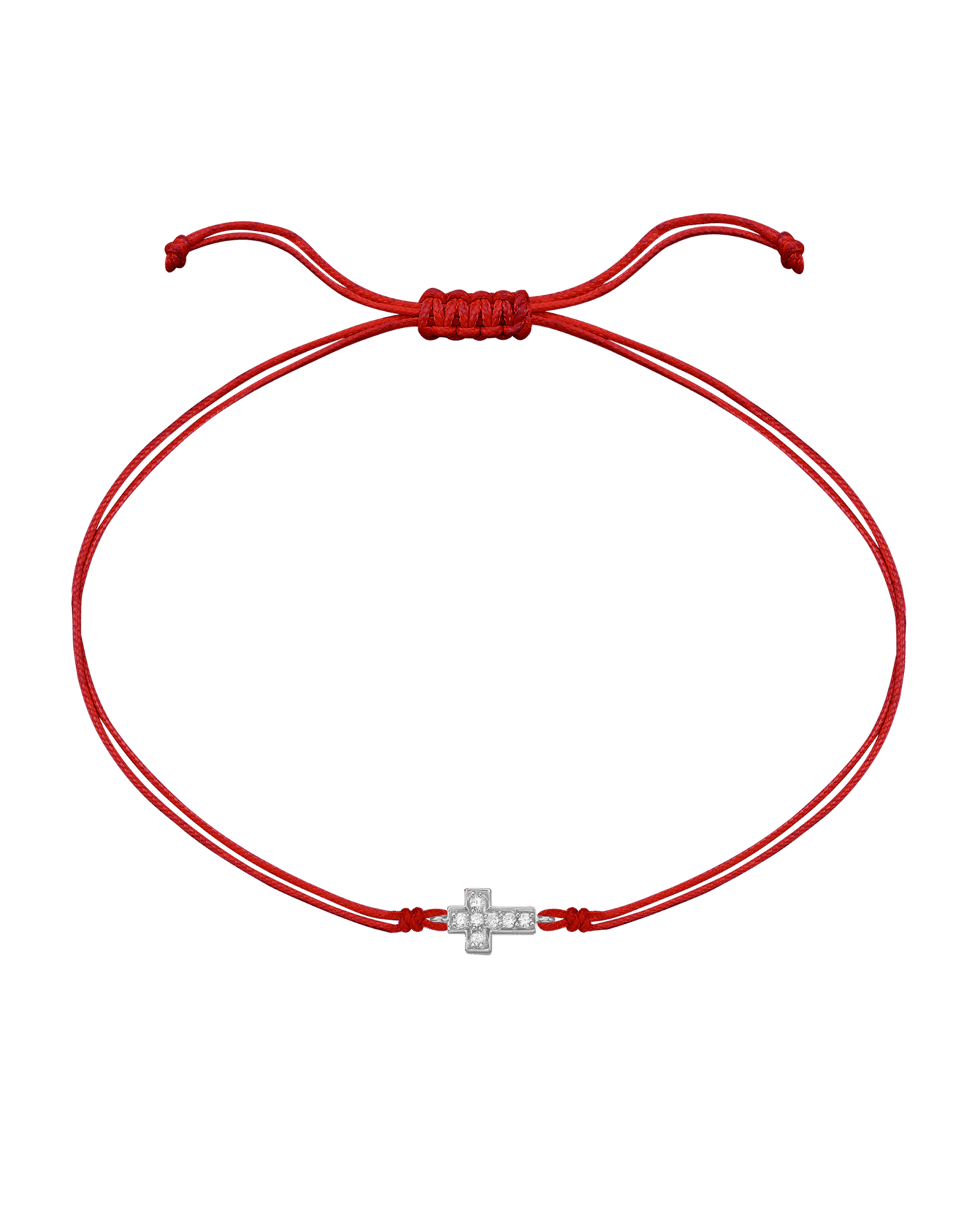 Cross Diamond String Of Love - 14K White Gold Bracelets 14K Solid Gold Red 
