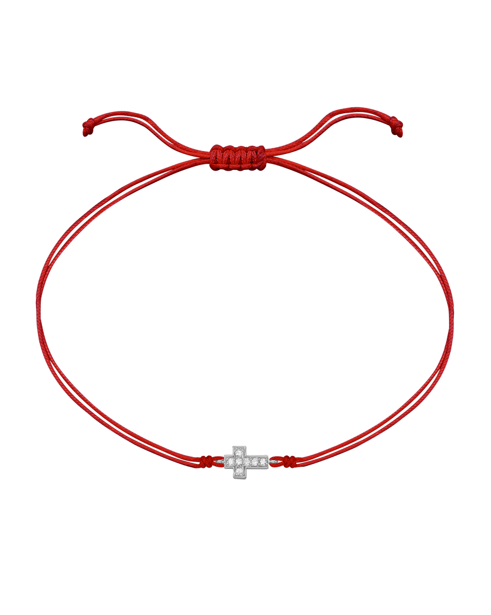 Cross Diamond String Of Love - 14K White Gold Bracelets 14K Solid Gold Red 