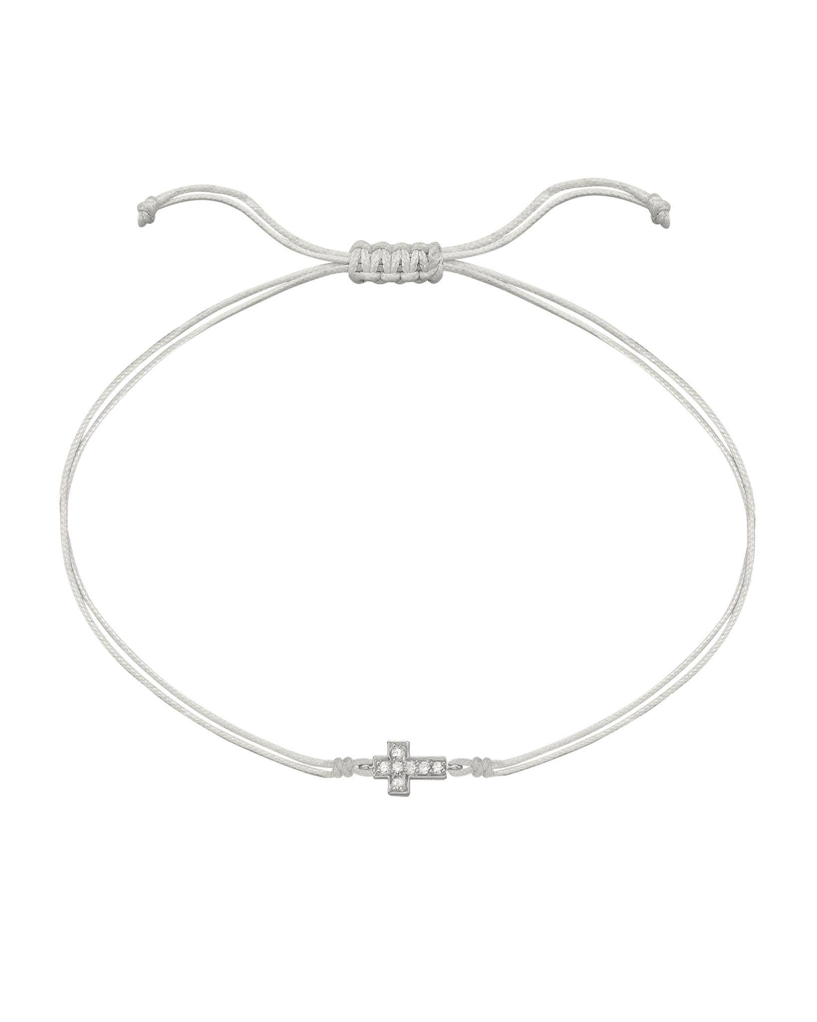 Cross Diamond String Of Love - 14K White Gold Bracelets 14K Solid Gold Pearl 