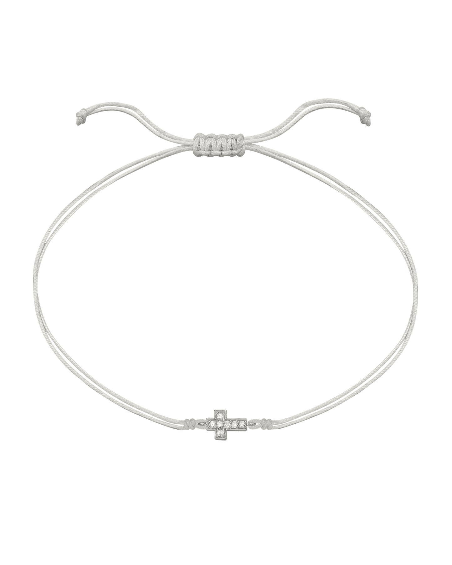 Cross Diamond String Of Love - 14K White Gold Bracelets 14K Solid Gold Pearl 