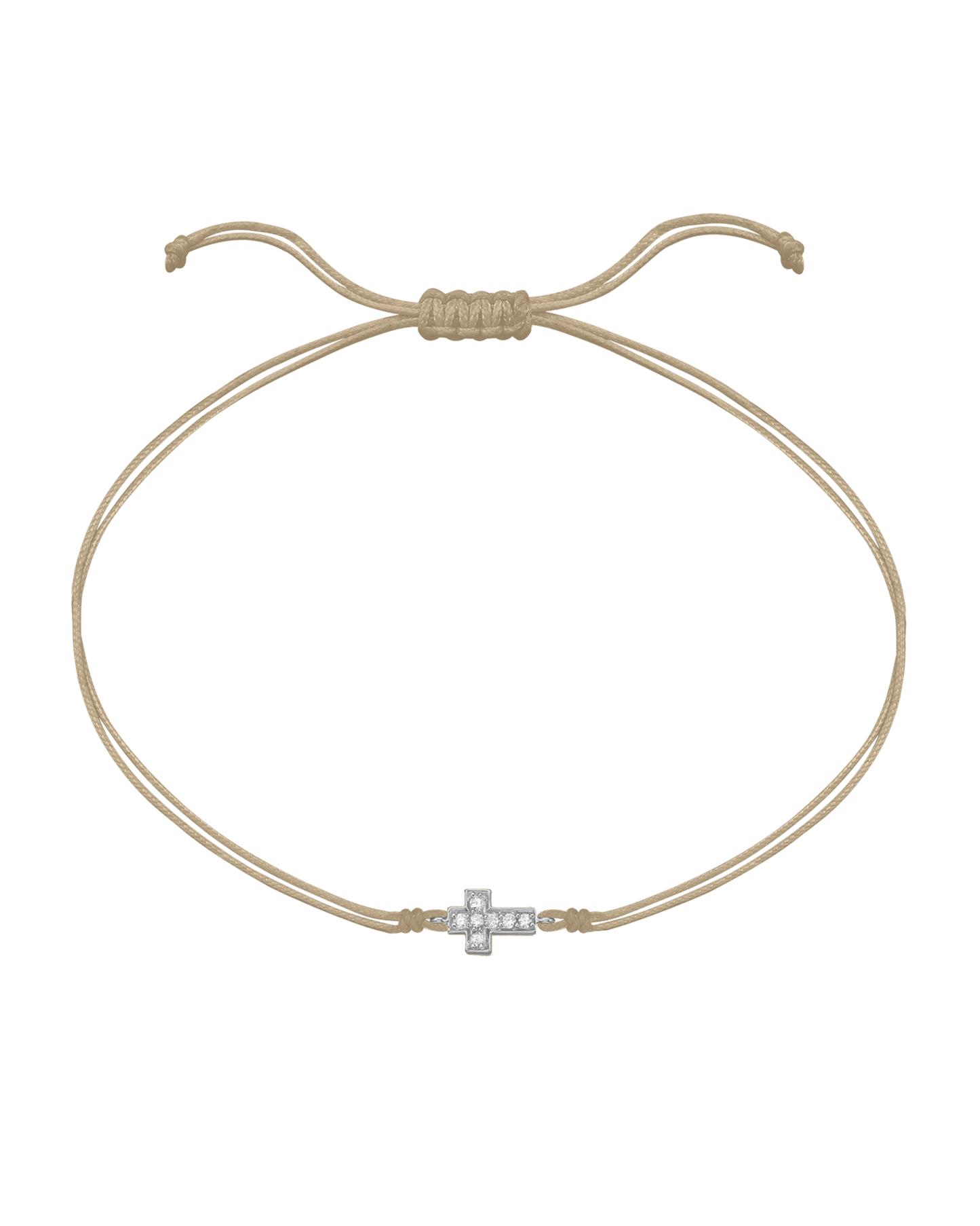 Cross Diamond String Of Love - 14K White Gold Bracelets 14K Solid Gold Beige 