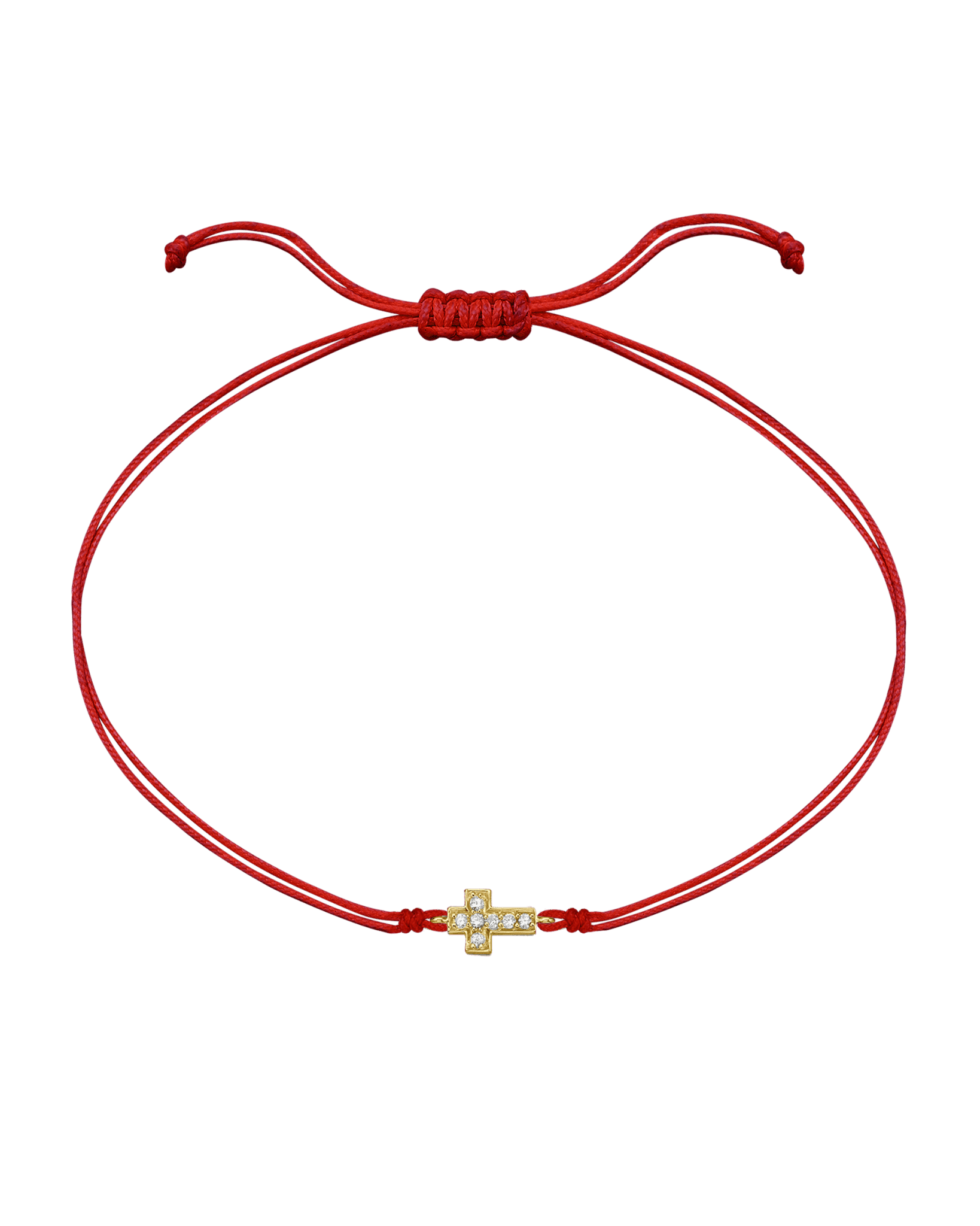 Cross Diamond String Of Love - 14K Yellow Gold Bracelets 14K Solid Gold Red 