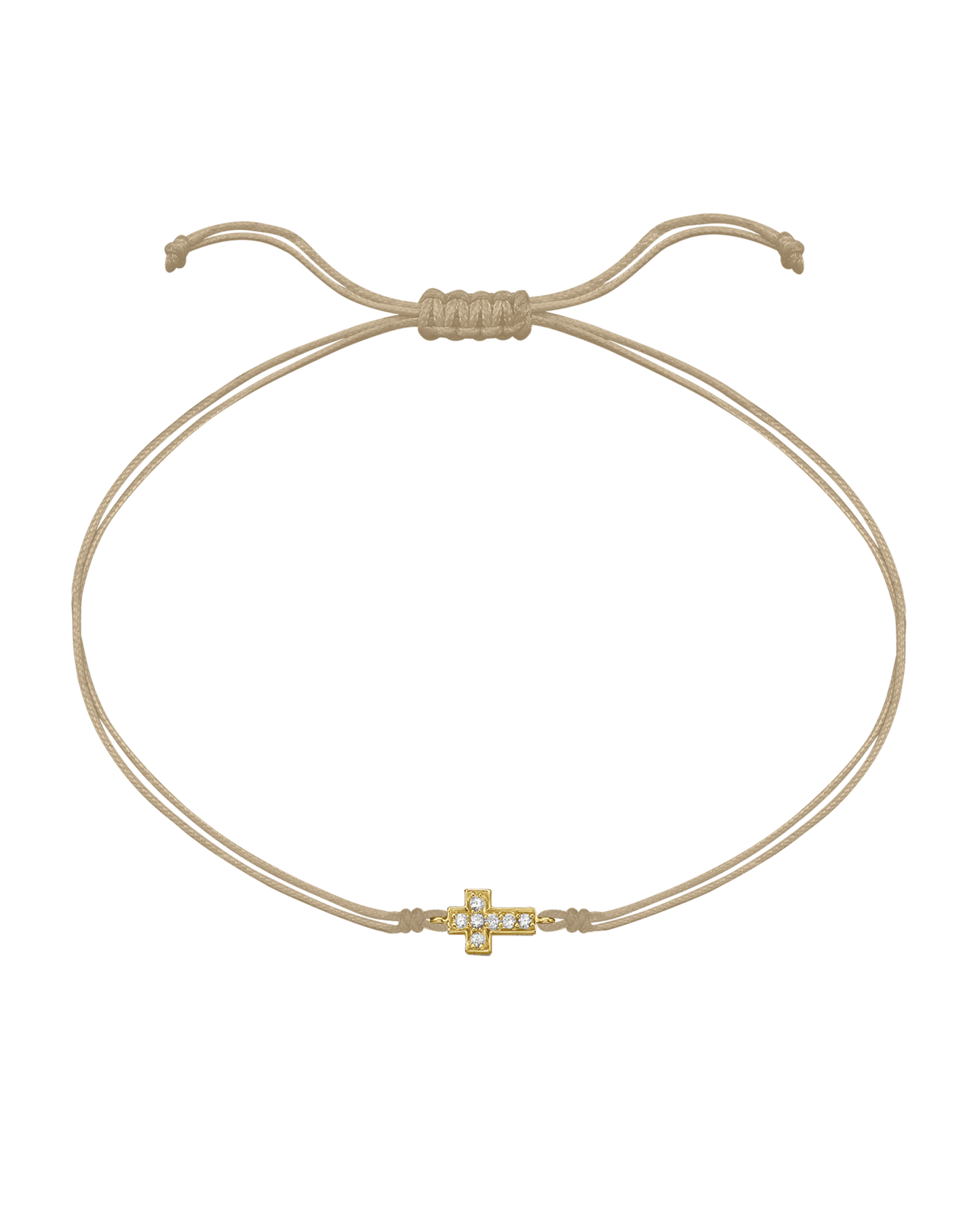 Cross Diamond String Of Love - 14K Yellow Gold Bracelets 14K Solid Gold Beige 