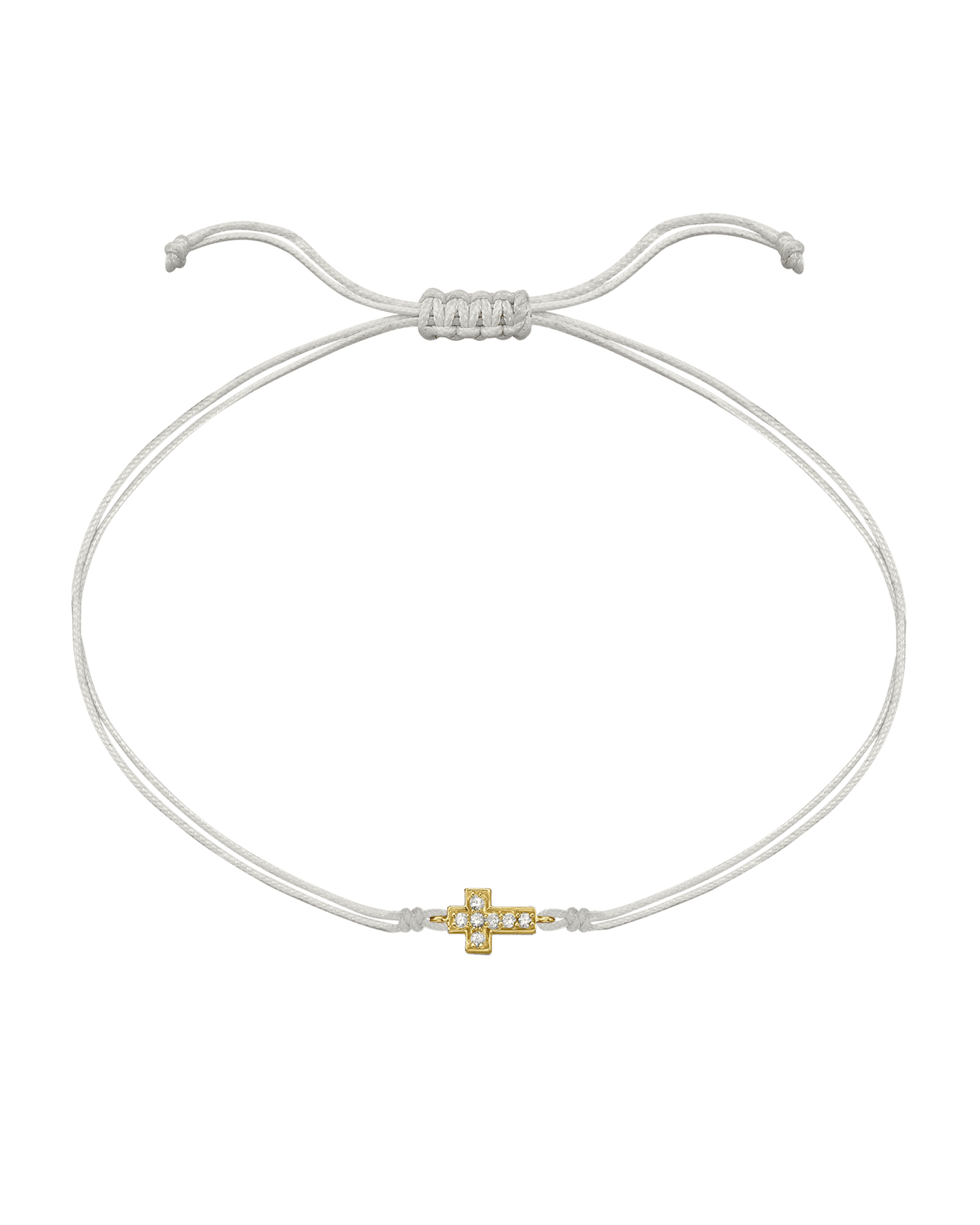 Cross Diamond String Of Love - 14K Yellow Gold Bracelets 14K Solid Gold Pearl 