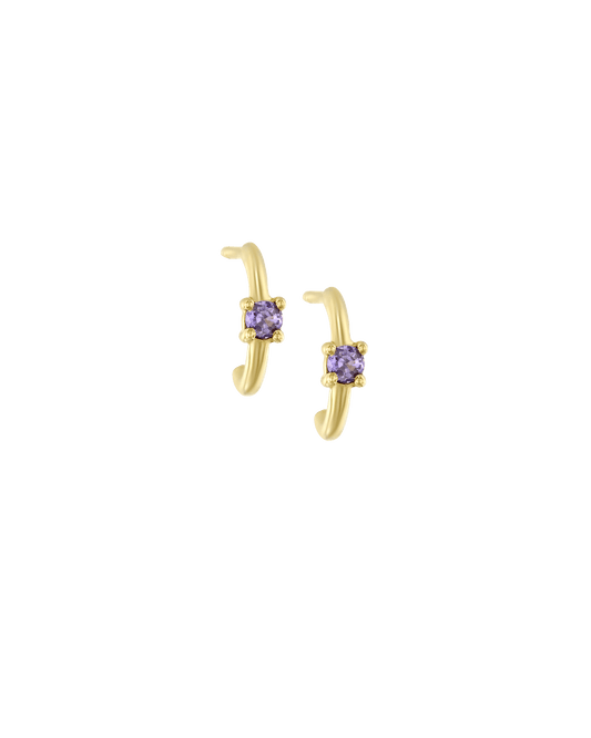 Dangling Round Huggies in Purple - 18K Gold Vermeil Earrings magal-dev 