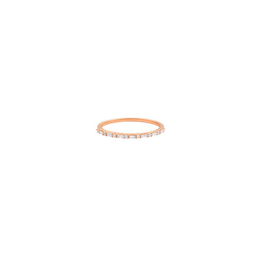 Diamond Alternate Baguette Eternity Ring - 14K Rose Gold Rings 14K Solid Gold US 4 