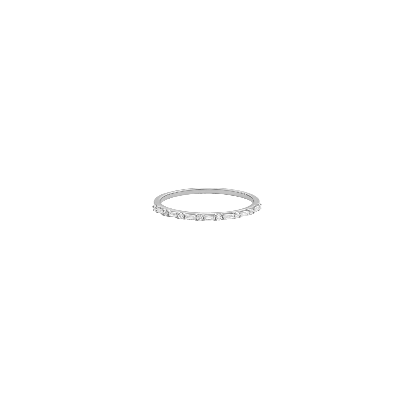 Diamond Alternate Baguette Eternity Ring - 14K White Gold Rings 14K Solid Gold US 4 