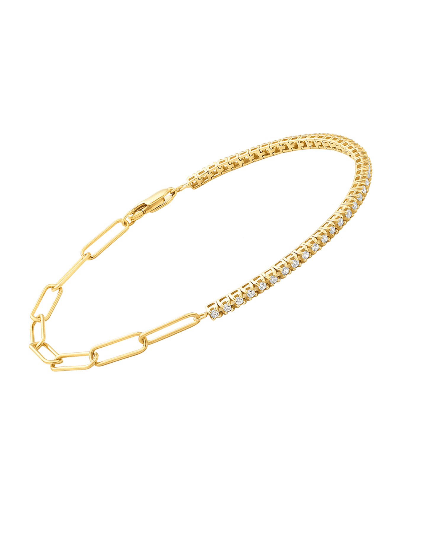 Diamond and Chain Bracelet - 14K White Gold Bracelets magal-dev 