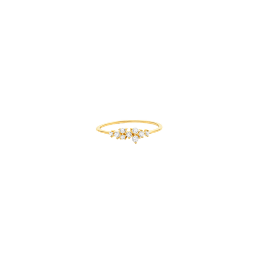 Diamond Cluster Bouquet Ring - 14K Yellow Gold Rings 14K Solid Gold US 4 