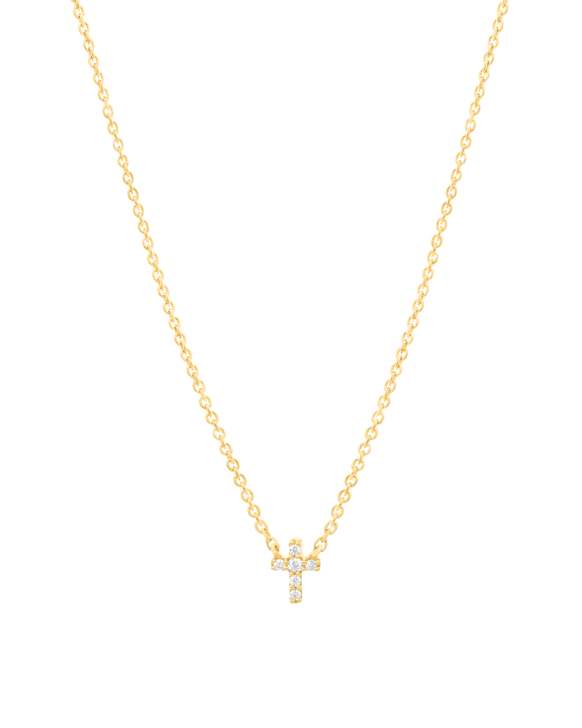 Diamond Cross Necklace - 14K Yellow Gold Necklaces magal-dev 