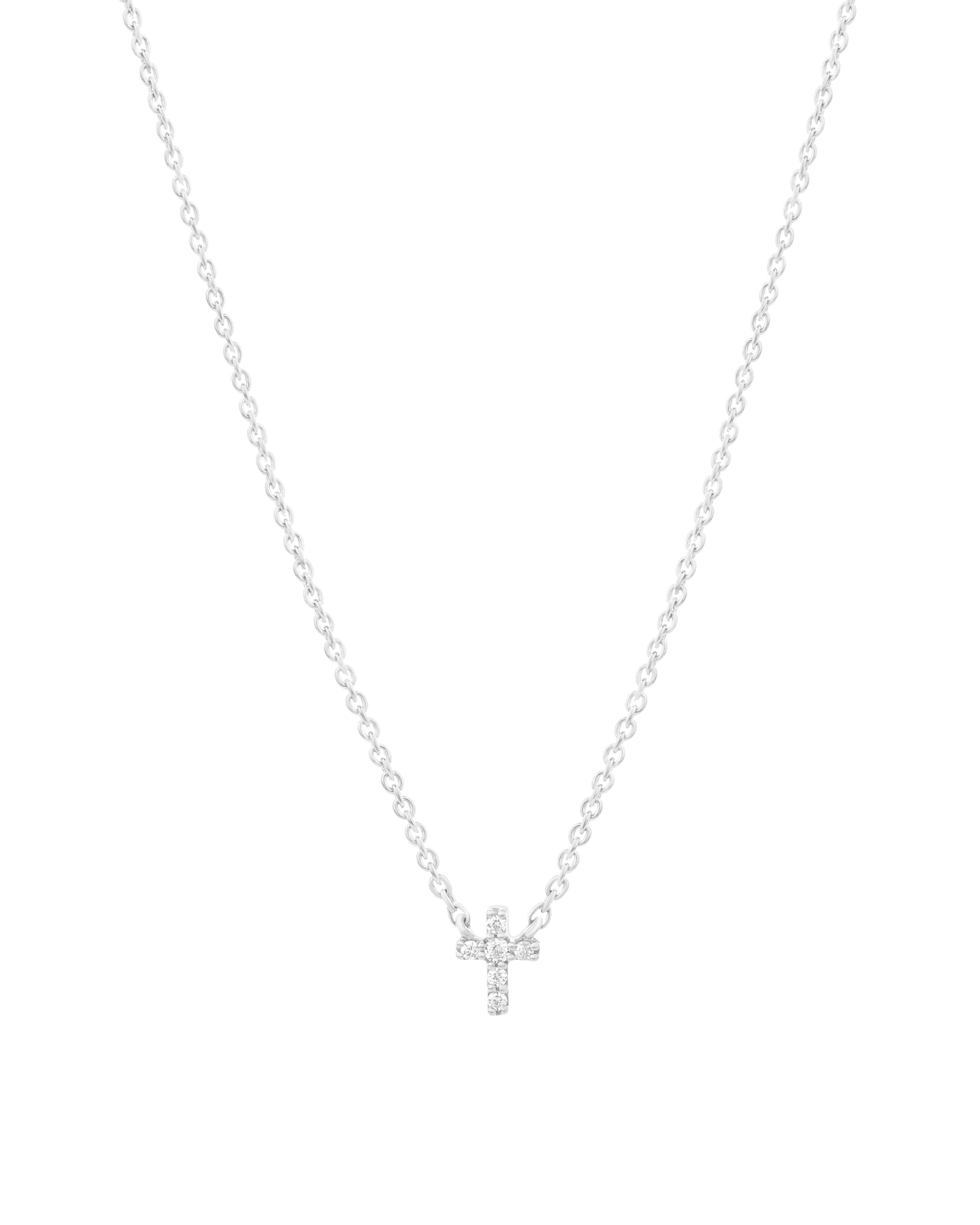 Diamond Cross Necklace - 14K White Gold Necklaces magal-dev 