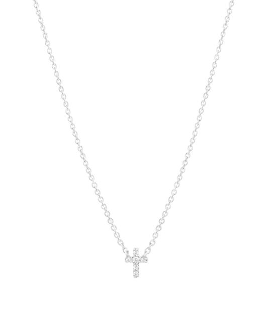 Diamond Cross Necklace - 14K White Gold Necklaces magal-dev 