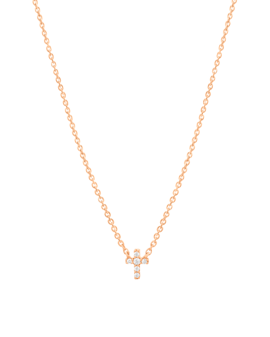 Diamond Cross Necklace - 14K Rose Gold Necklaces magal-dev 