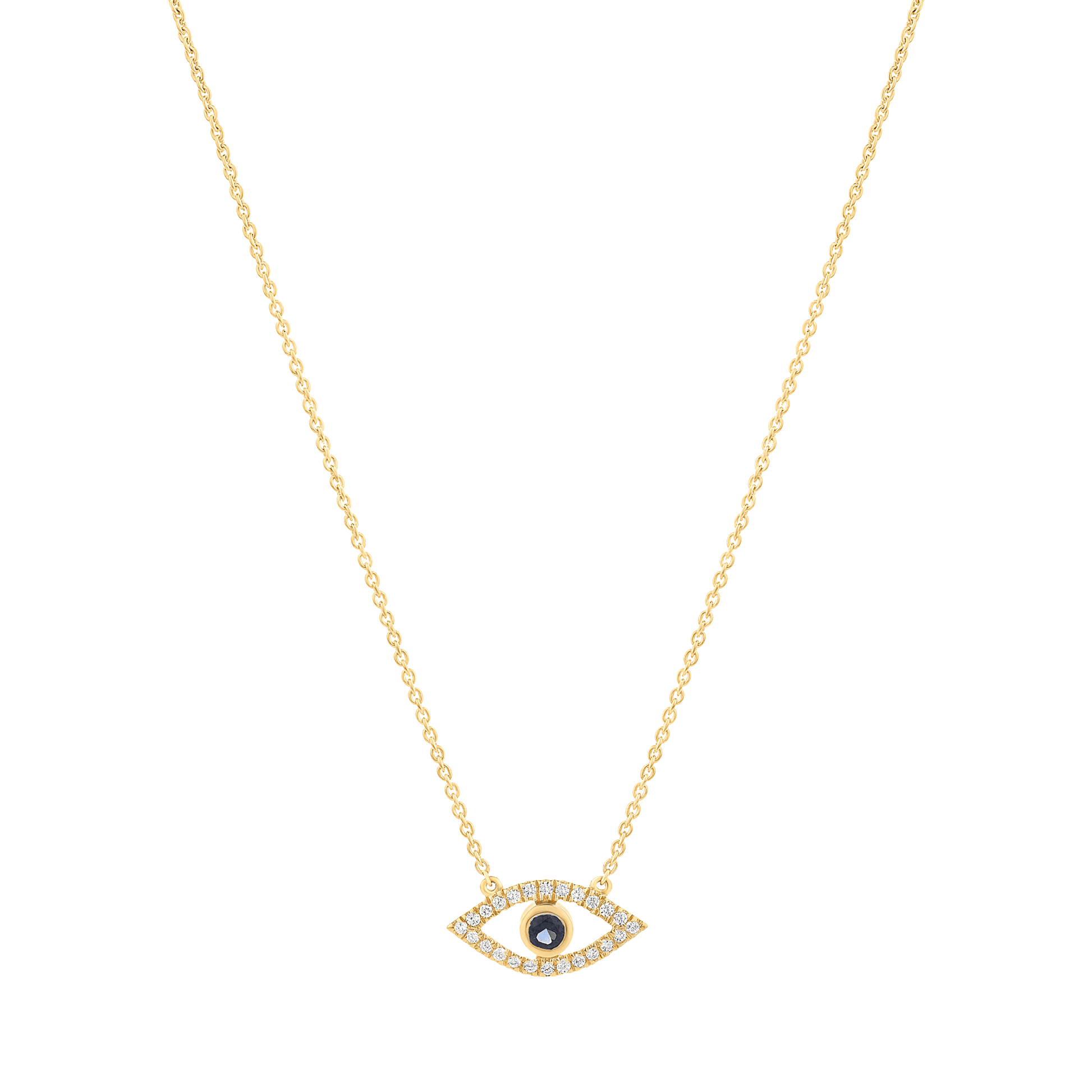 Diamond Evil Eye Necklace - 14K Yellow Gold Necklaces magal-dev 