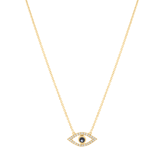 Diamond Evil Eye Necklace - 14K Yellow Gold Necklaces magal-dev 