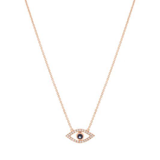 Diamond Evil Eye Necklace - 14K Rose Gold Necklaces magal-dev 