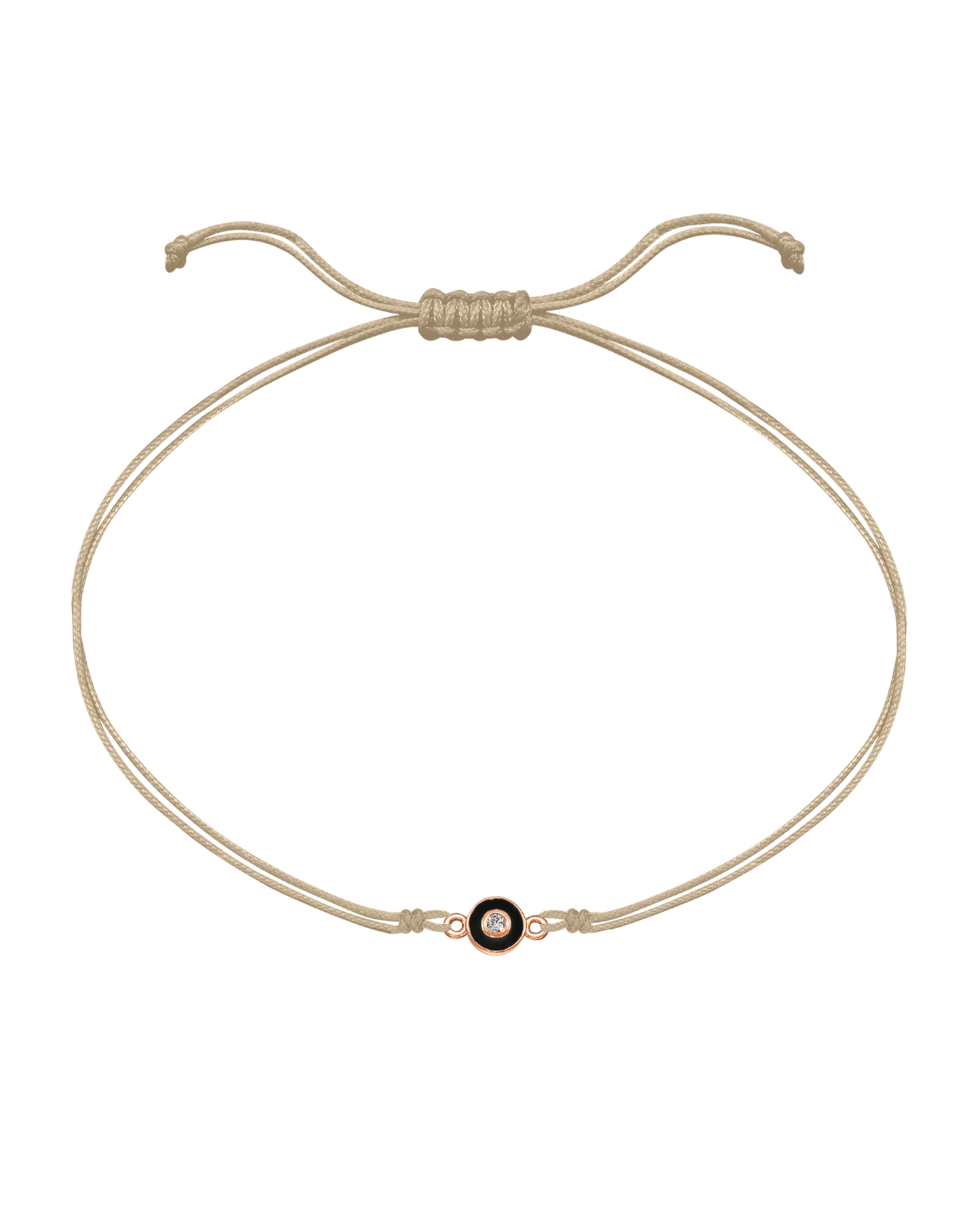 Diamond Evil Eye String Of Love - 14K Rose Gold Bracelets 14K Solid Gold Beige Black 