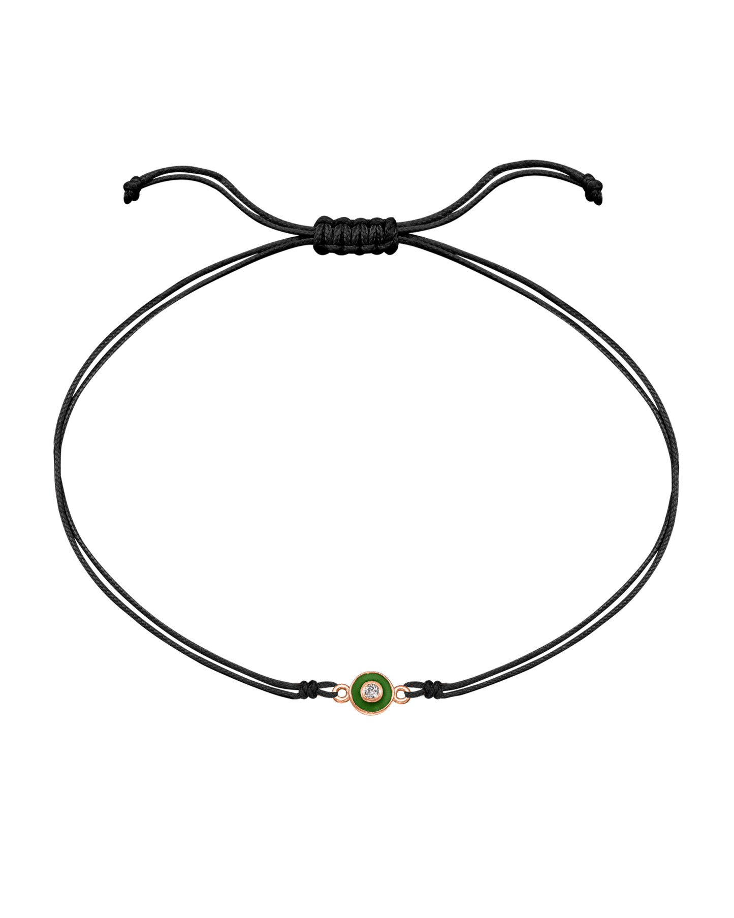 Diamond Evil Eye String Of Love - 14K Rose Gold Bracelets 14K Solid Gold Black Green 