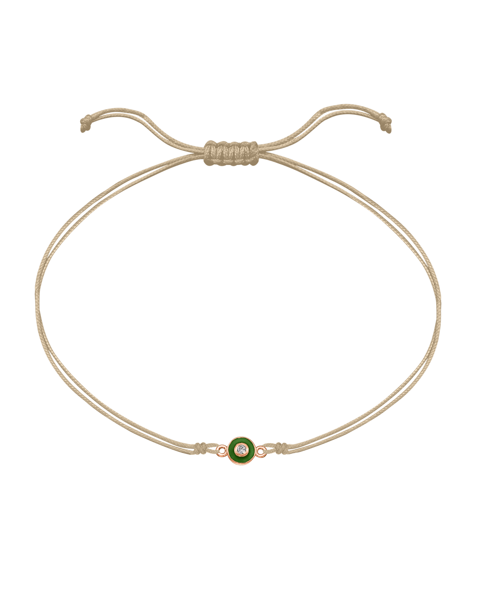 Diamond Evil Eye String Of Love - 14K Rose Gold Bracelets 14K Solid Gold Beige Green 