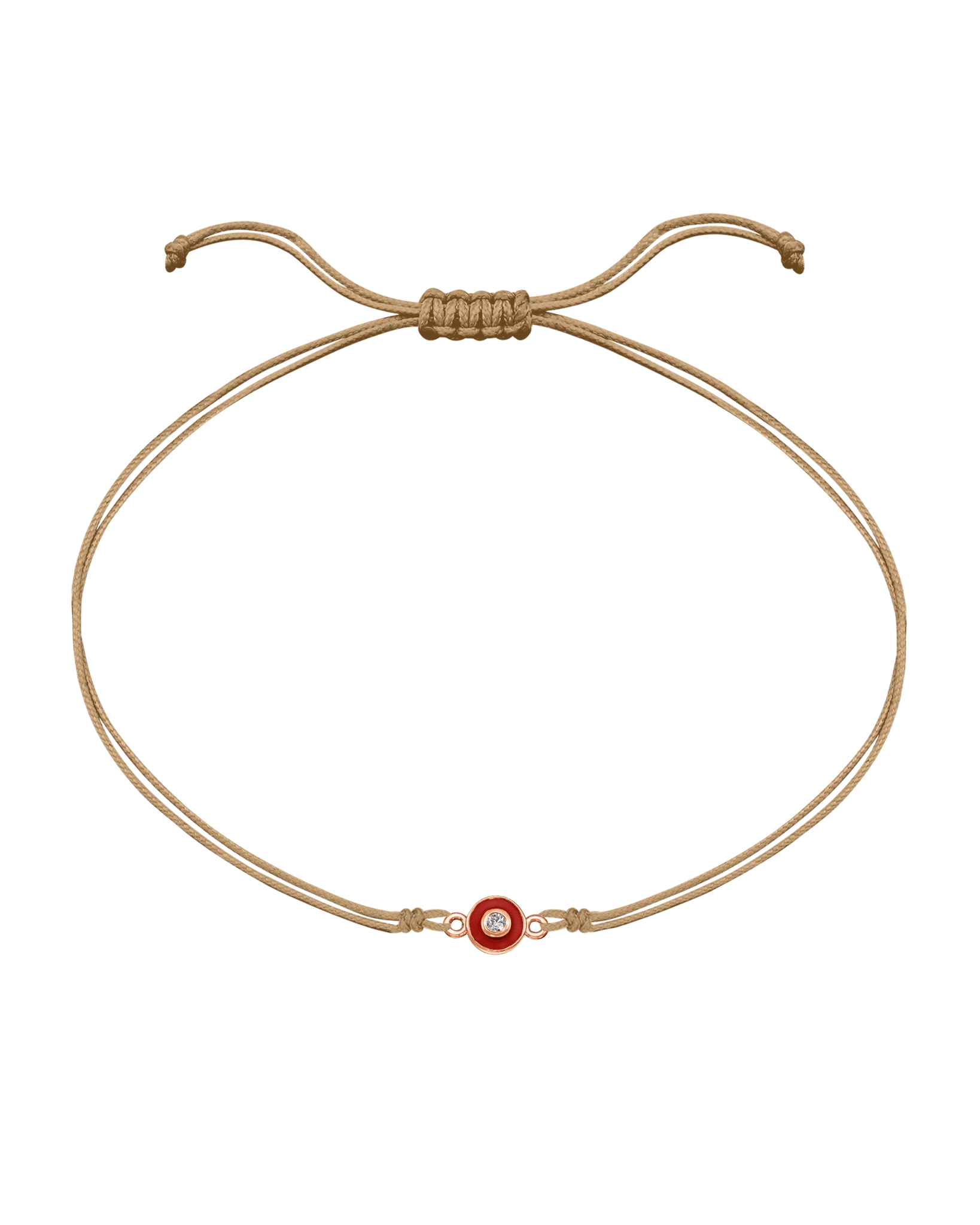 Diamond Evil Eye String Of Love - 14K Rose Gold Bracelets 14K Solid Gold Camel Red 