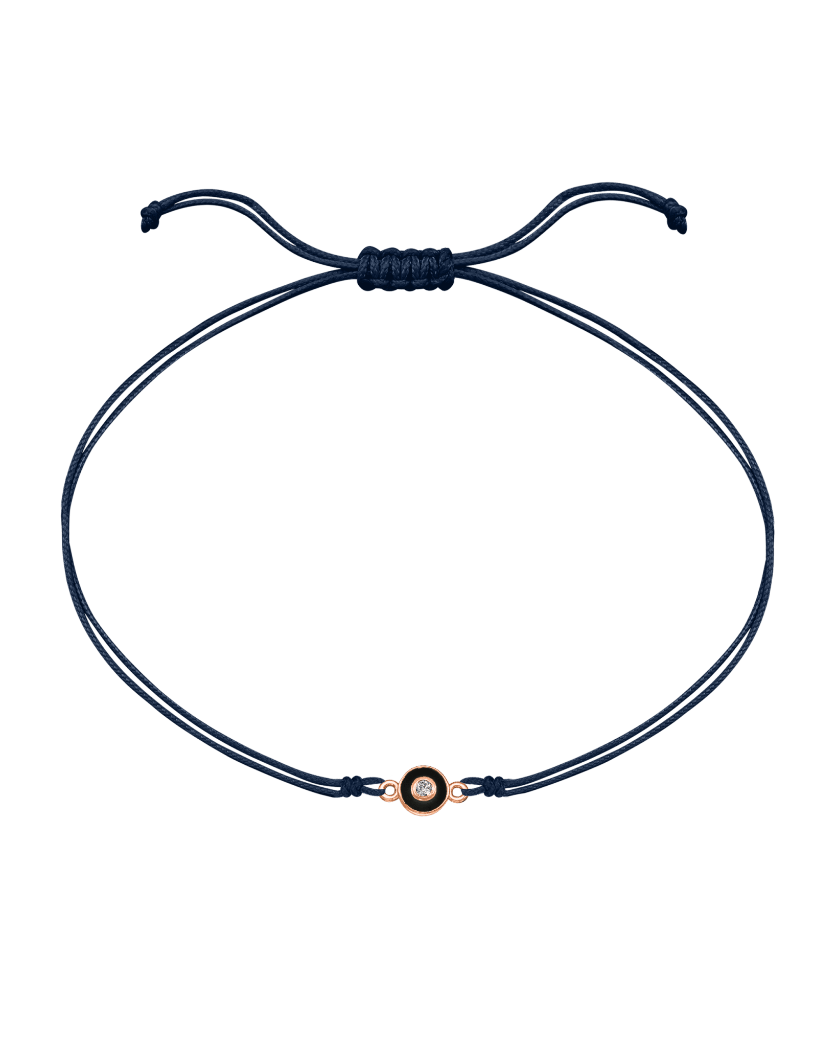 Diamond Evil Eye String Of Love - 14K Rose Gold Bracelets 14K Solid Gold Navy Blue Black 