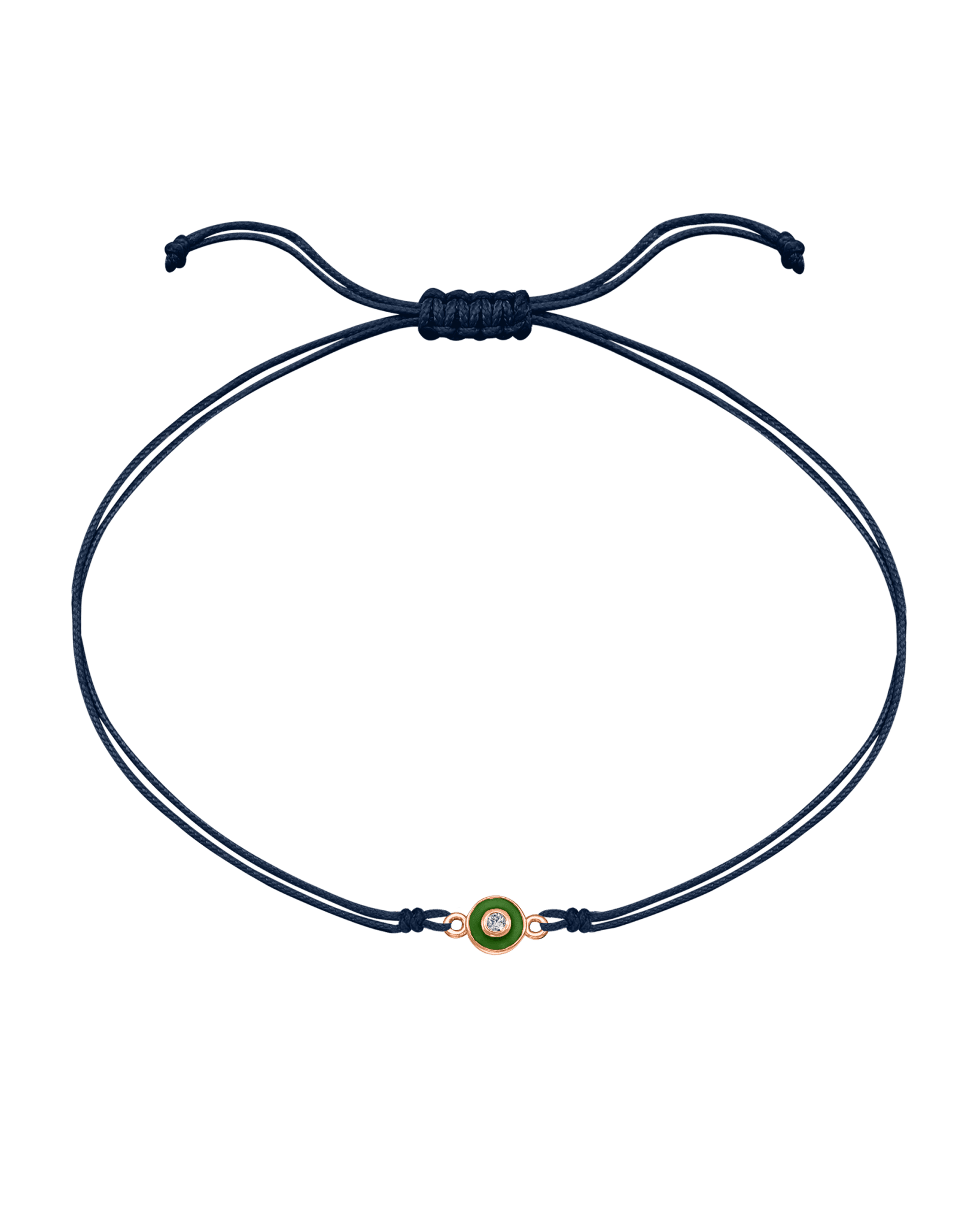 Diamond Evil Eye String Of Love - 14K Rose Gold Bracelets 14K Solid Gold Navy Blue Green 
