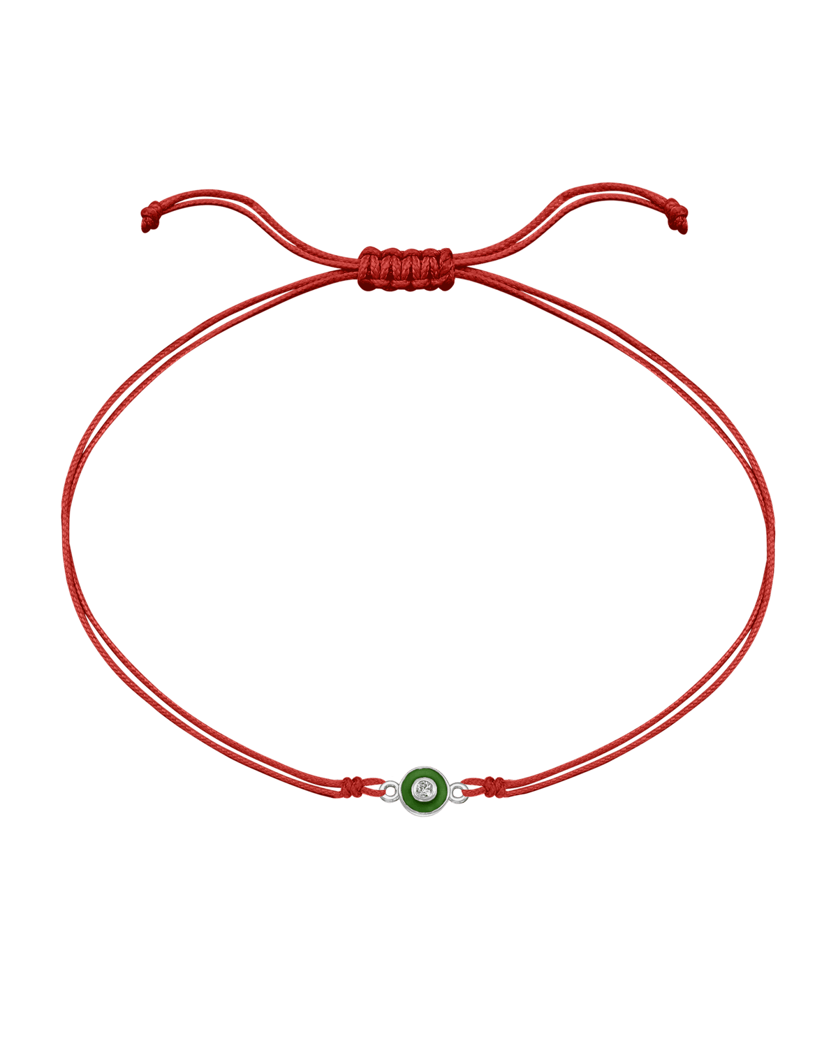 Diamond Evil Eye String Of Love - 14K White Gold Bracelets 14K Solid Gold Red Green 