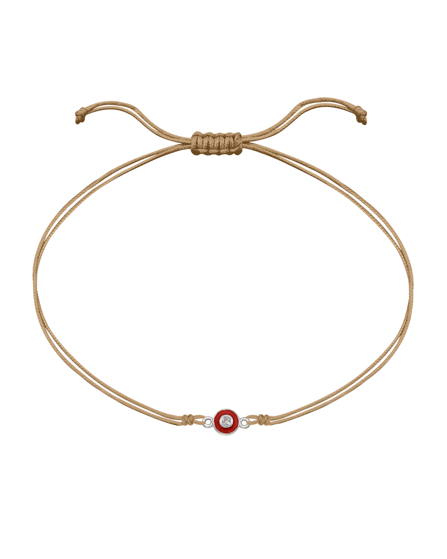 Diamond Evil Eye String Of Love - 14K White Gold Bracelets 14K Solid Gold Camel Red 