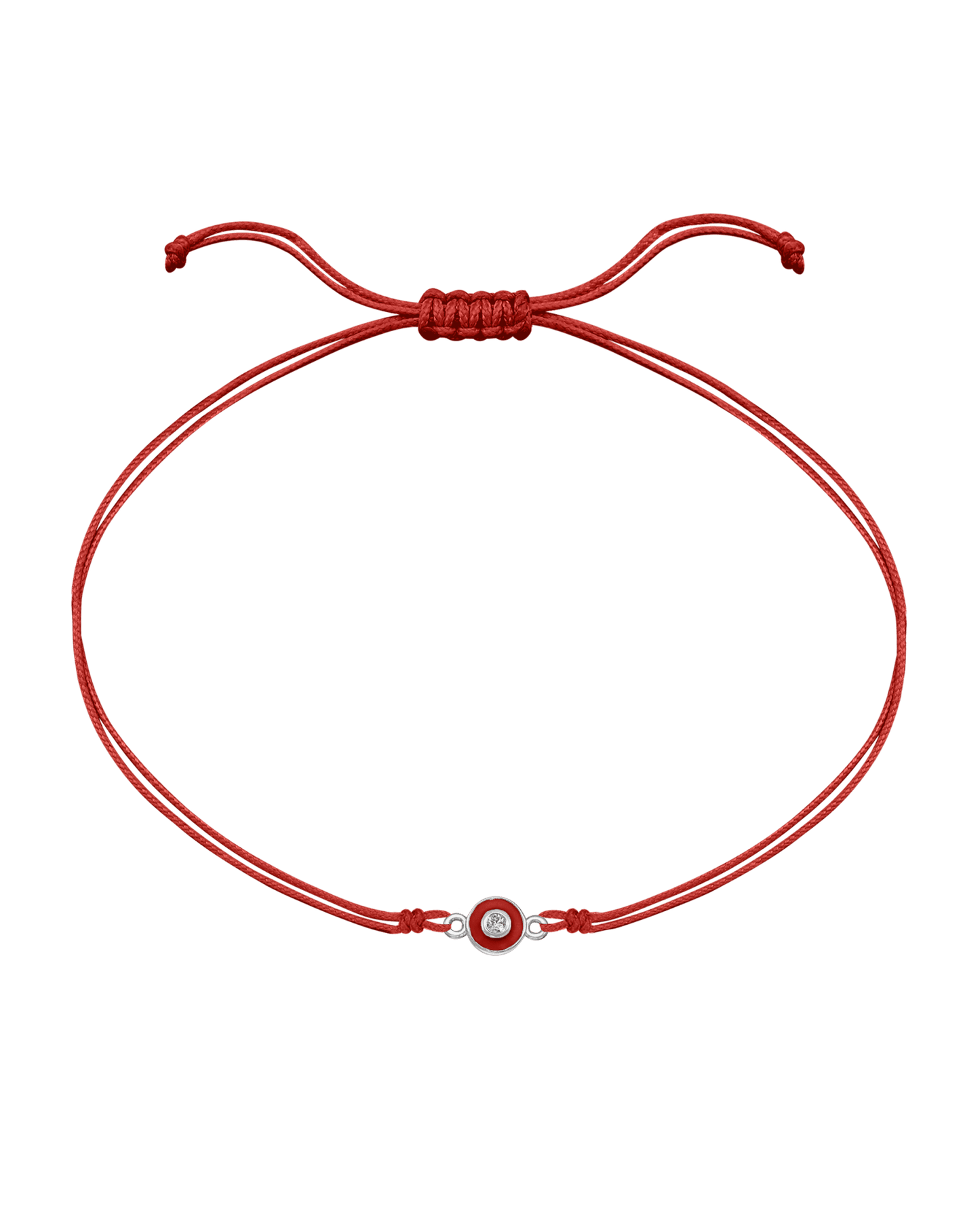 Diamond Evil Eye String Of Love - 14K White Gold Bracelets 14K Solid Gold Red Red 