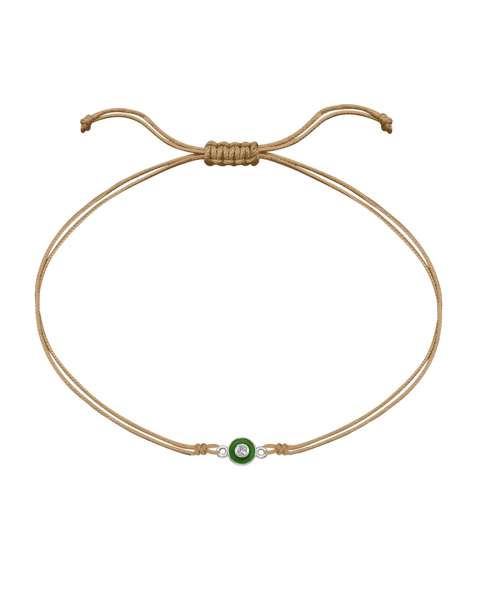 Diamond Evil Eye String Of Love - 14K White Gold Bracelets 14K Solid Gold Camel Green 