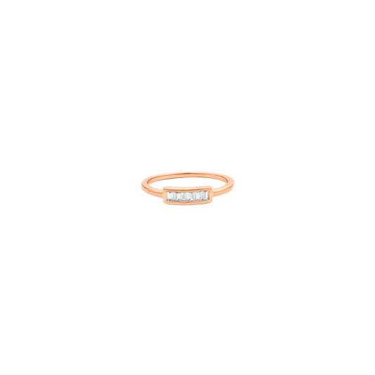 Diamond Frame Baguette Ring - 14K Rose Gold Rings 14K Solid Gold US 4 