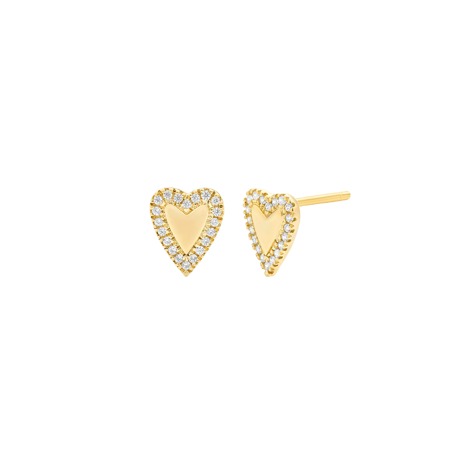 Diamond Heart Earrings - 14K White Gold Earrings 14K Solid Gold 