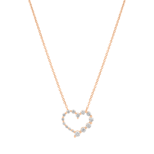 Diamond Heart Pendant - 14K Rose Gold Necklaces magal-dev 